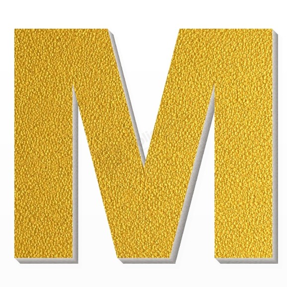 Lettera M in polistirolo - Arial - Oro