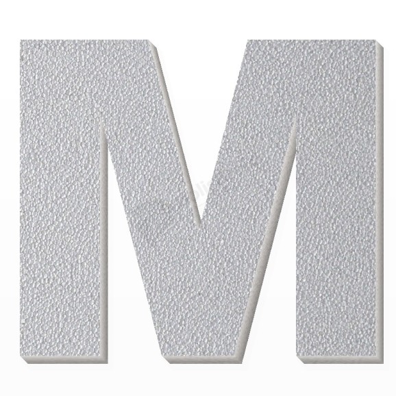 Lettera M in polistirolo - Arial - Argento