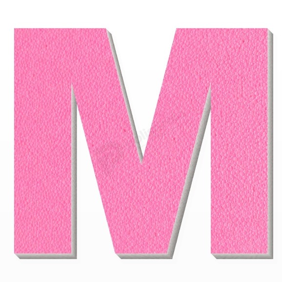 Lettera M in polistirolo - Arial - Rosa