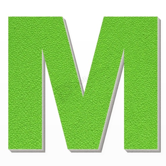 Lettera M in polistirolo - Arial - Verde