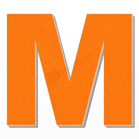 Lettera M in polistirolo - Arial - Arancione