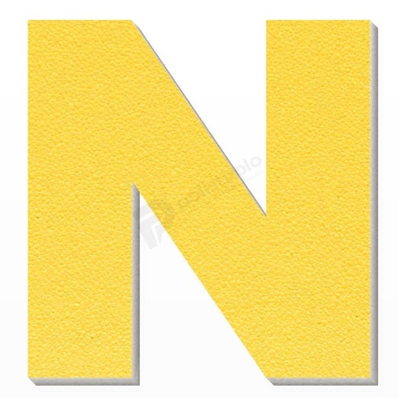 Lettera N in polistirolo - Arial - Giallo