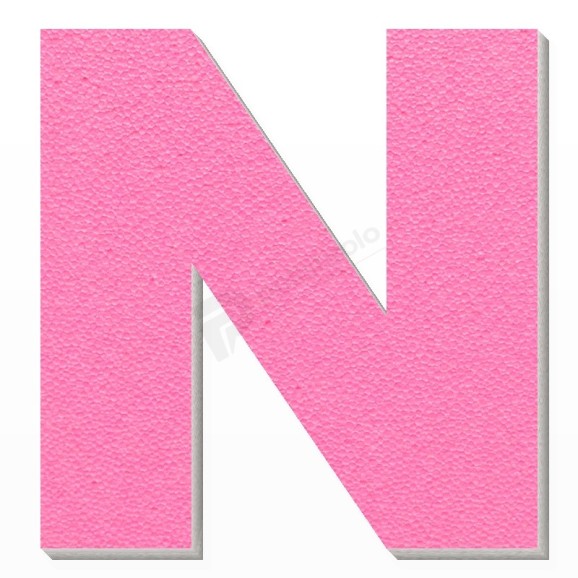 Lettera N in polistirolo - Arial - Rosa