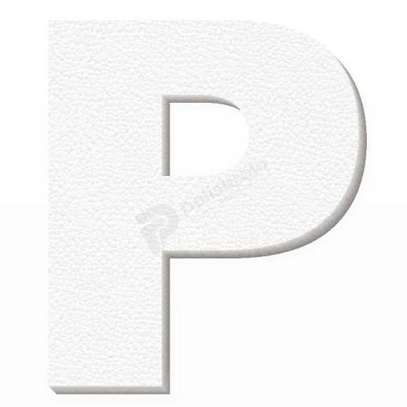 Lettera P in polistirolo - Arial - Bianco