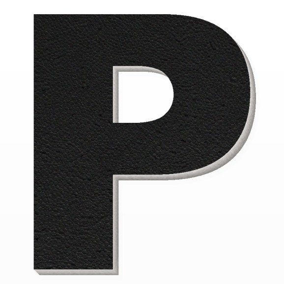 Lettera P in polistirolo - Arial - Nero