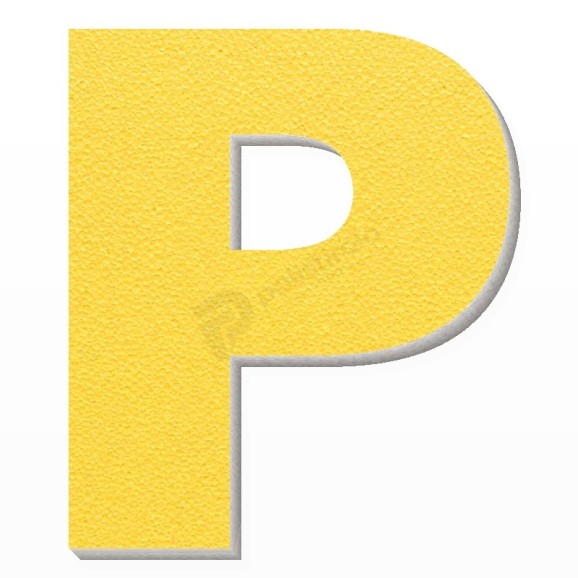 Lettera P in polistirolo - Arial - Giallo