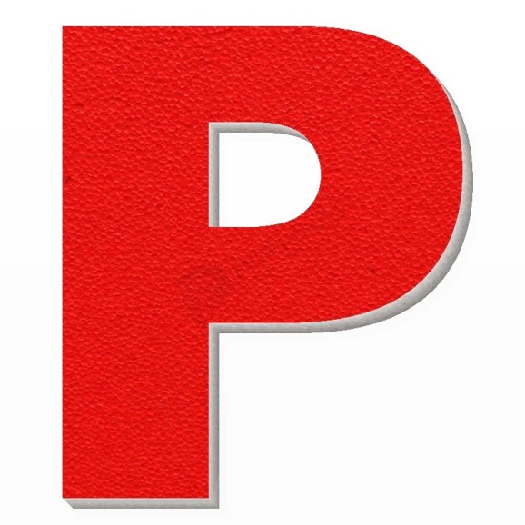 Lettera P in polistirolo - Arial - Rosso