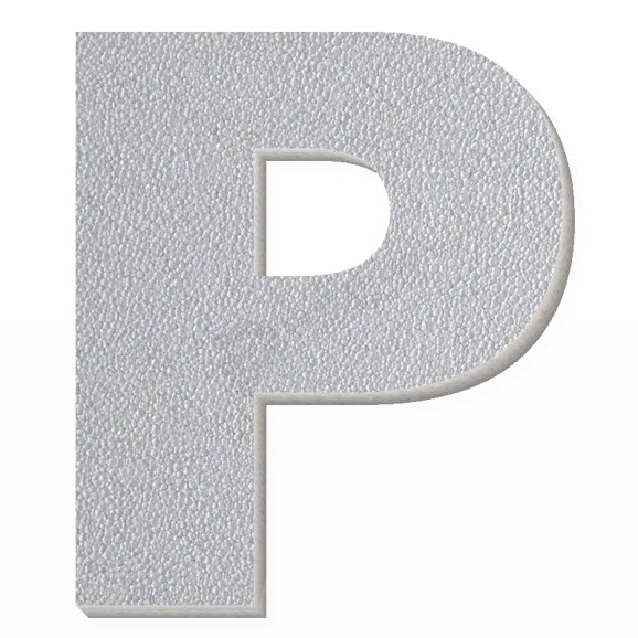 Lettera P in polistirolo - Arial - Argento