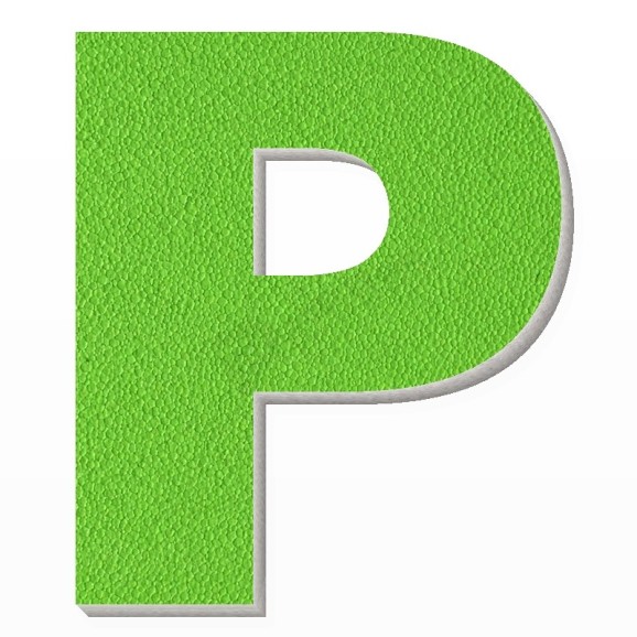 Lettera P in polistirolo - Arial - Verde