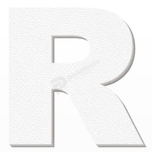 Lettera R in polistirolo - Arial - Bianco