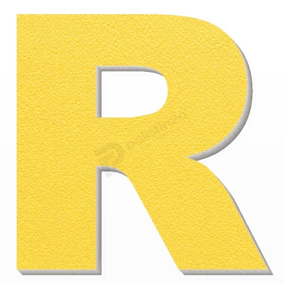 Lettera R in polistirolo - Arial - Giallo