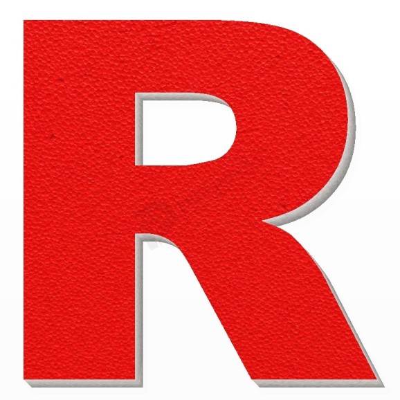 Lettera R in polistirolo - Arial - Rosso