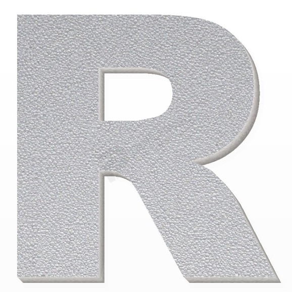 Lettera R in polistirolo - Arial - Argento