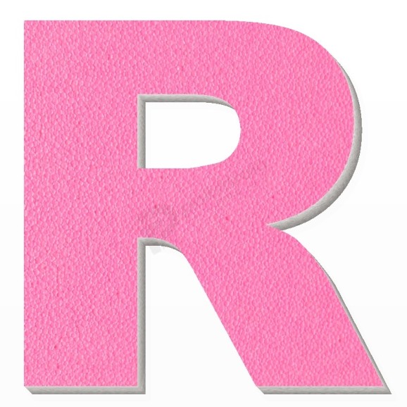 Lettera R in polistirolo - Arial - Rosa