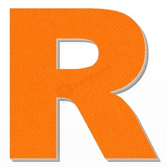 Lettera R in polistirolo - Arial - Arancione