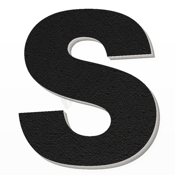 Lettera S in polistirolo - Arial - Nero