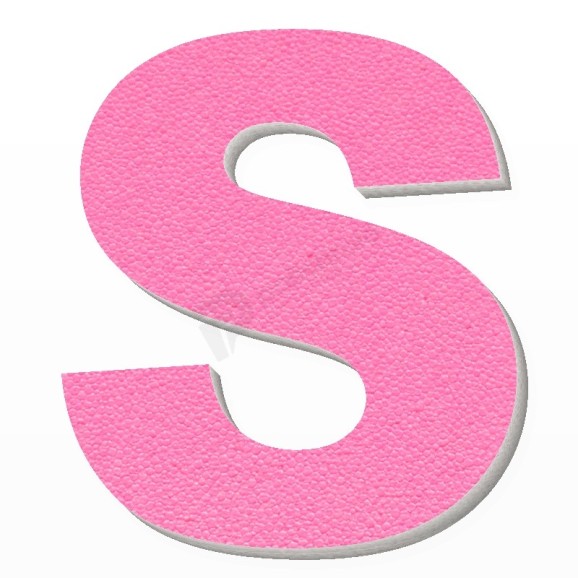 Lettera S in polistirolo - Arial - Rosa