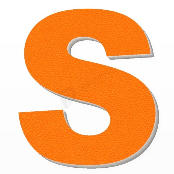 Lettera S in polistirolo - Arial - Arancione