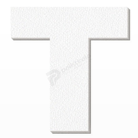 Lettera T in polistirolo - Arial - Bianco