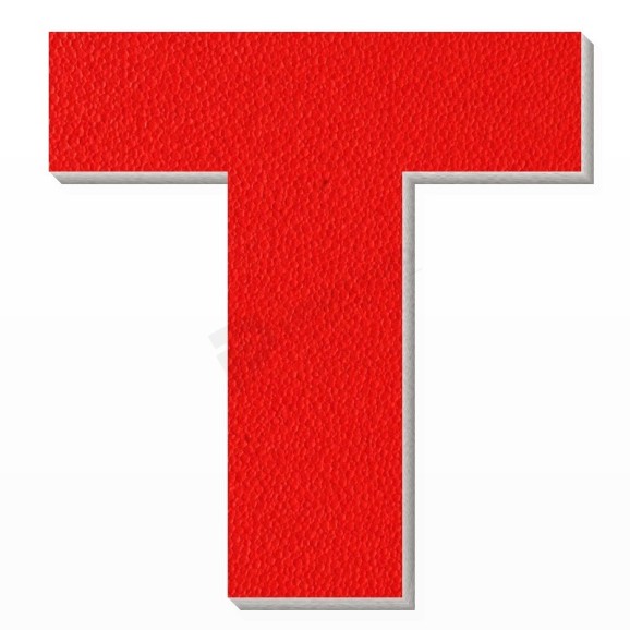 Lettera T in polistirolo - Arial - Rosso
