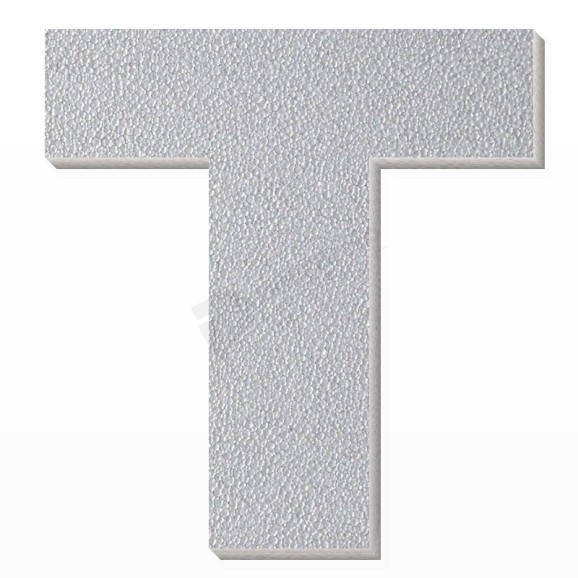 Lettera T in polistirolo - Arial - Argento