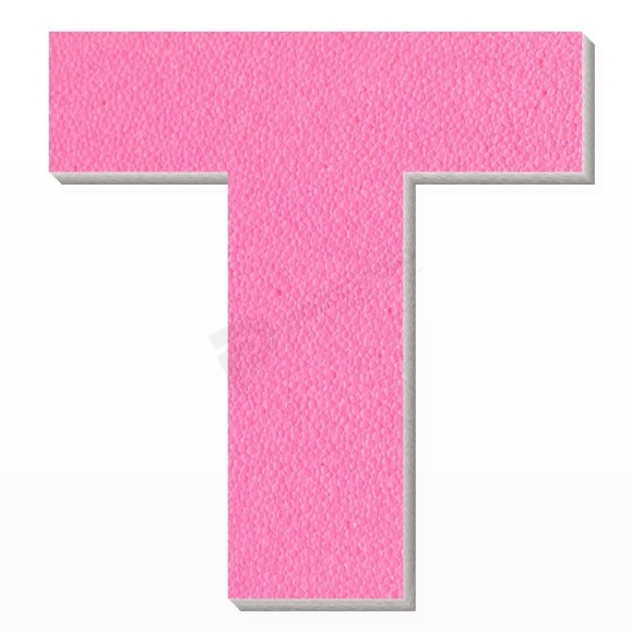 Lettera T in polistirolo - Arial - Rosa