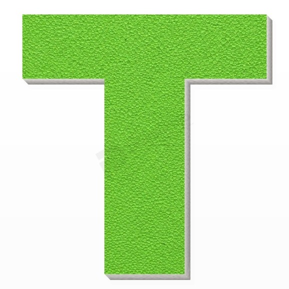 Lettera T in polistirolo - Arial - Verde