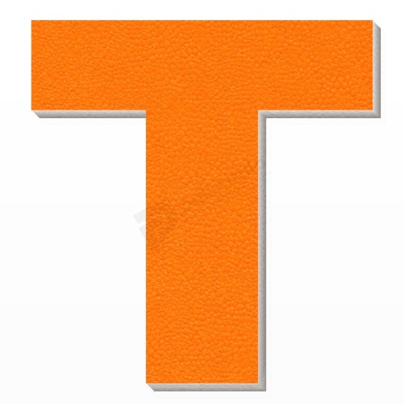 Lettera T in polistirolo - Arial - Arancione