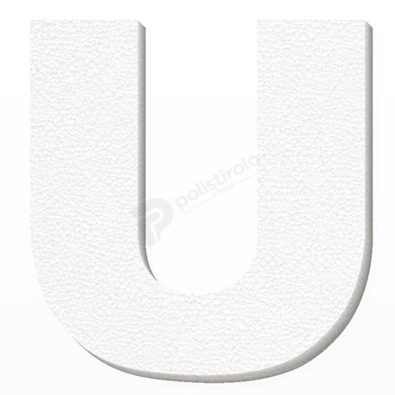 Lettera U in polistirolo - Arial - Bianco
