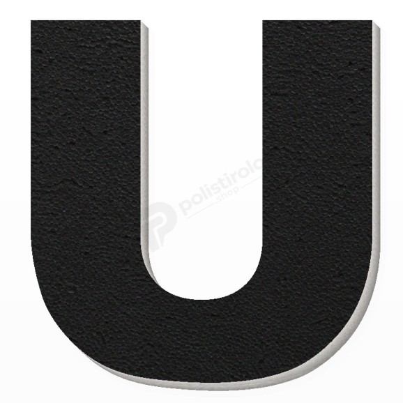 Lettera U in polistirolo - Arial - Nero