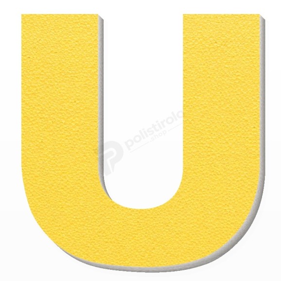 Lettera U in polistirolo - Arial - Giallo