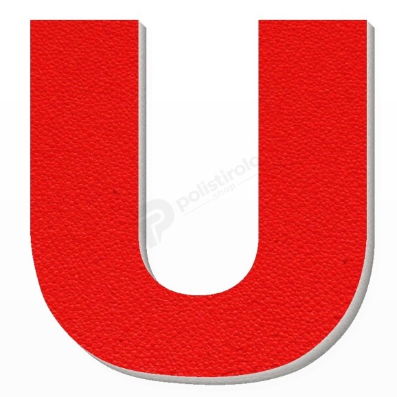 Lettera U in polistirolo - Arial - Rosso
