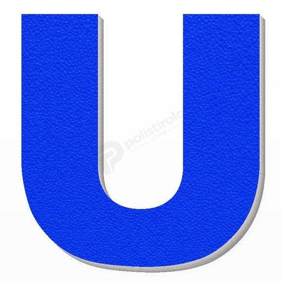 Lettera U in polistirolo - Arial - Blu