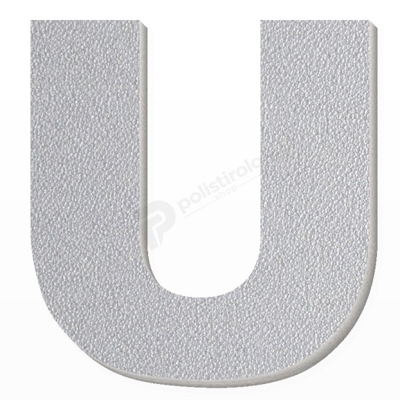 Lettera U in polistirolo - Arial - Argento