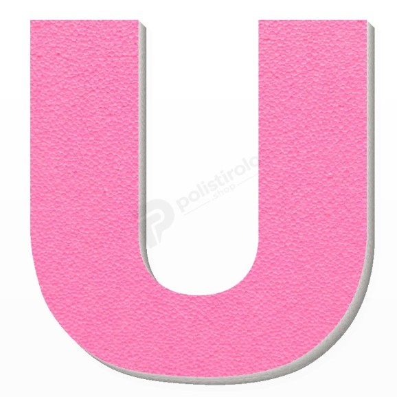 Lettera U in polistirolo - Arial - Rosa