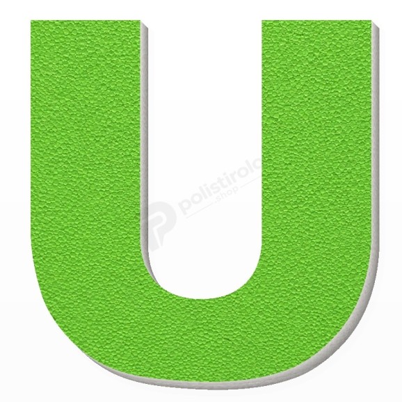 Lettera U in polistirolo - Arial - Verde