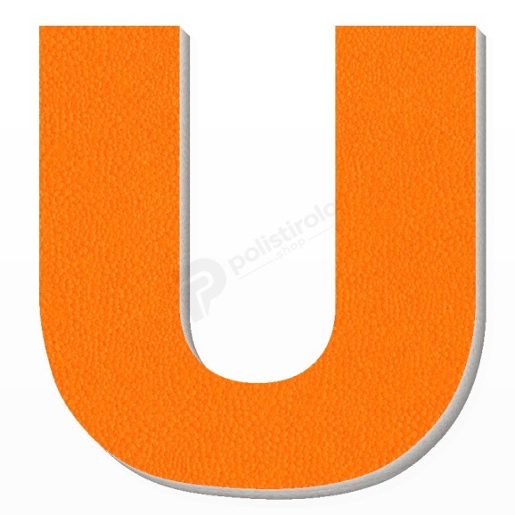 Lettera U in polistirolo - Arial - Arancione