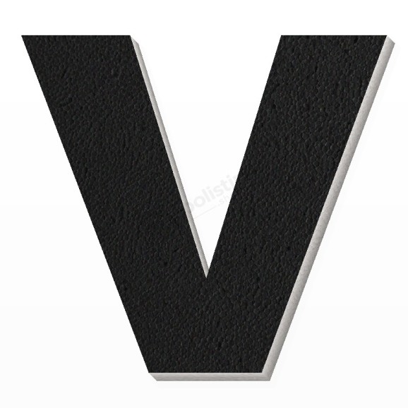 Lettera V in polistirolo - Arial - Nero