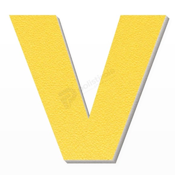 Lettera V in polistirolo - Arial - Giallo
