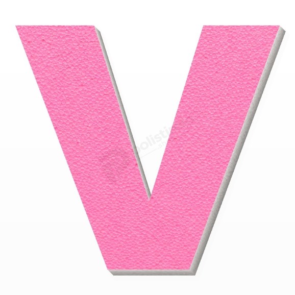 Lettera V in polistirolo - Arial - Rosa