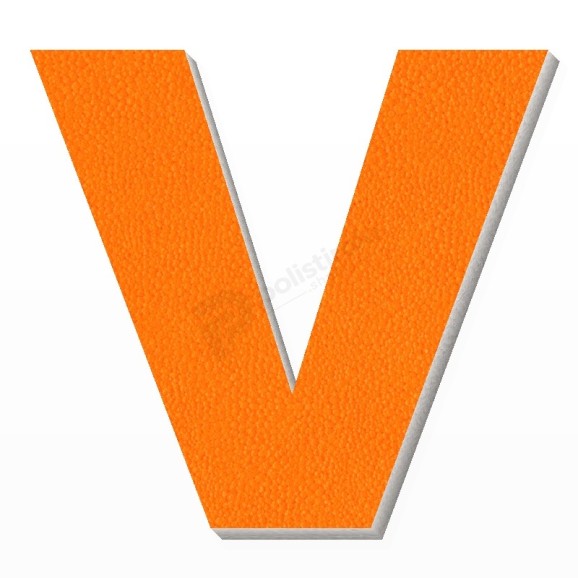 Lettera V in polistirolo - Arial - Arancione