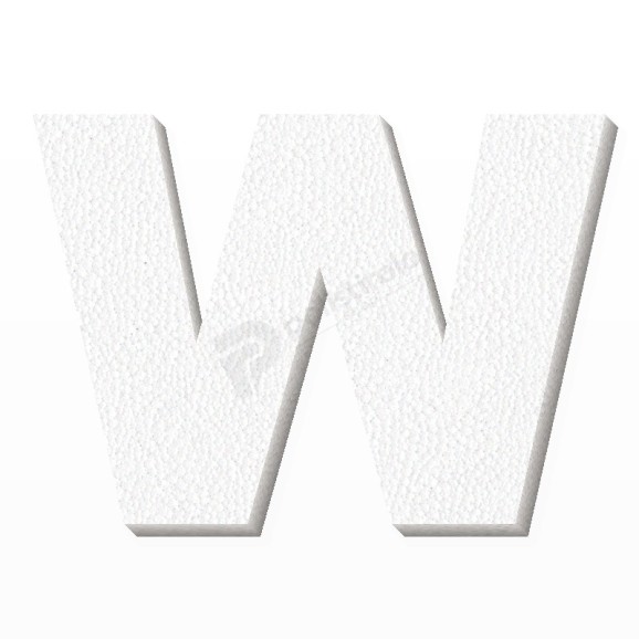 Lettera W in polistirolo - Arial - Bianco