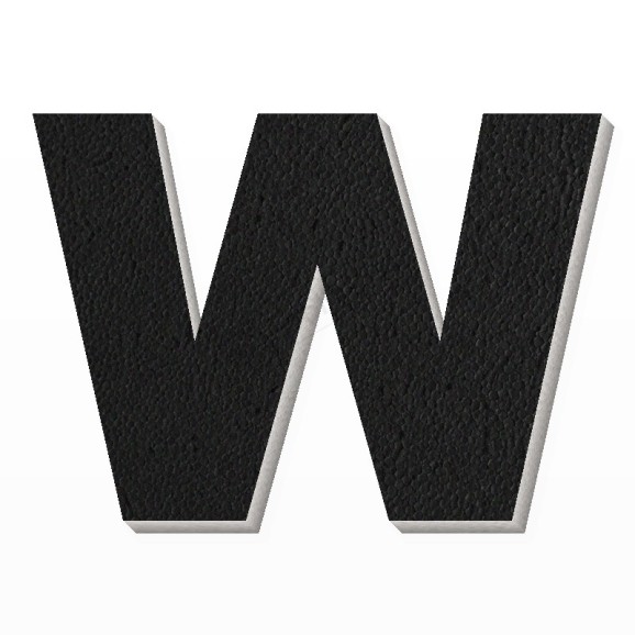 Lettera W in polistirolo - Arial - Nero