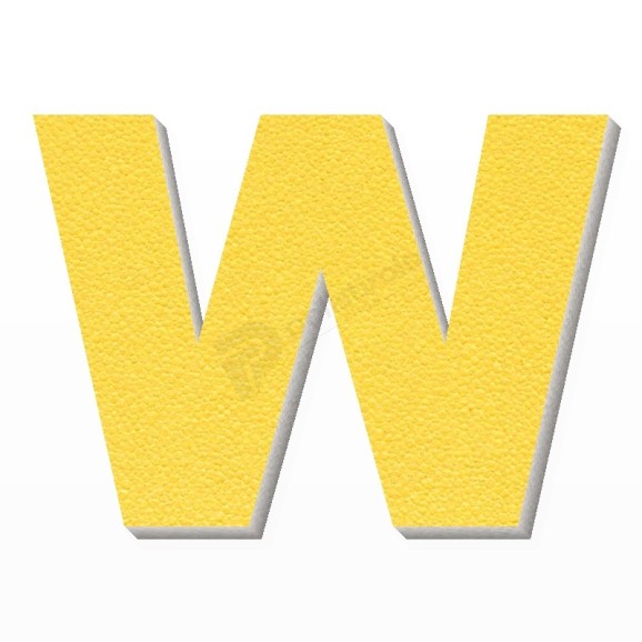 Lettera W in polistirolo - Arial - Giallo
