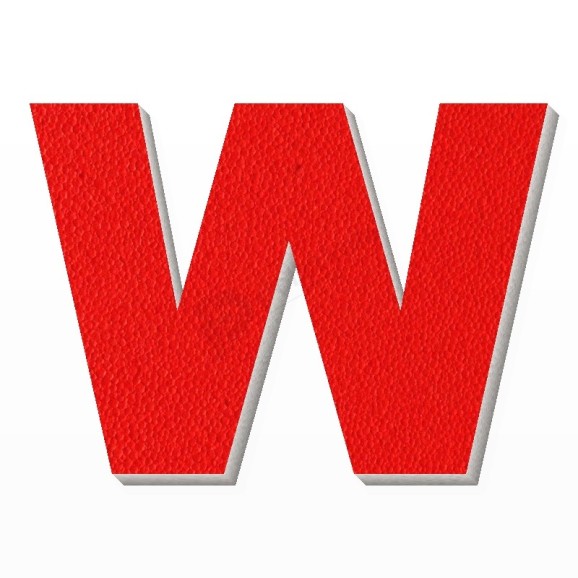 Lettera W in polistirolo - Arial - Rosso