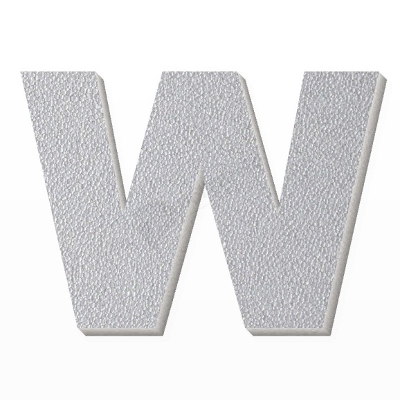 Lettera W in polistirolo - Arial - Argento