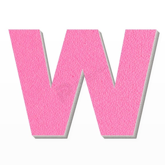 Lettera W in polistirolo - Arial - Rosa