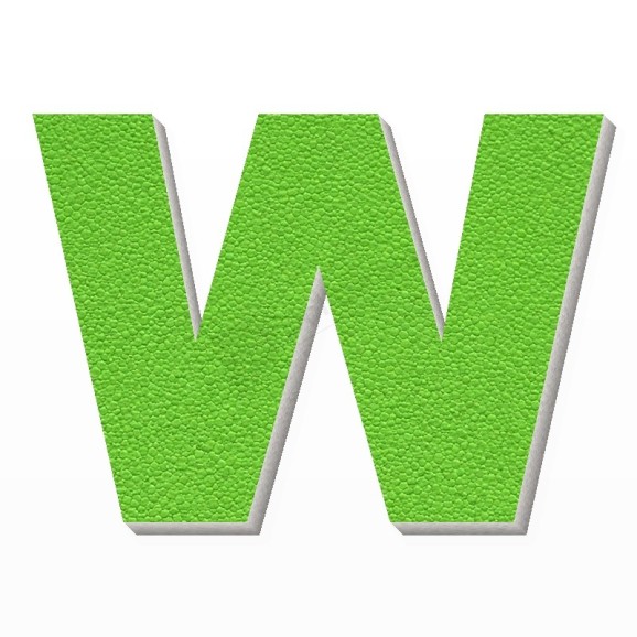 Lettera W in polistirolo - Arial - Verde