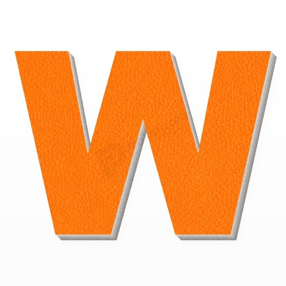 Lettera W in polistirolo - Arial - Arancione