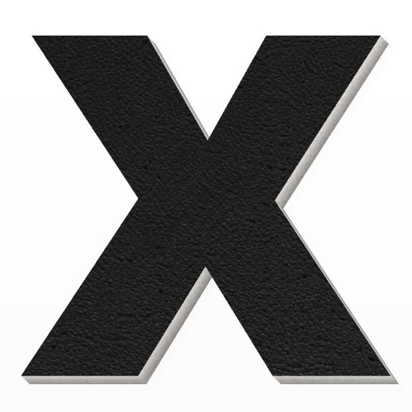 Lettera X in polistirolo - Arial - Nero